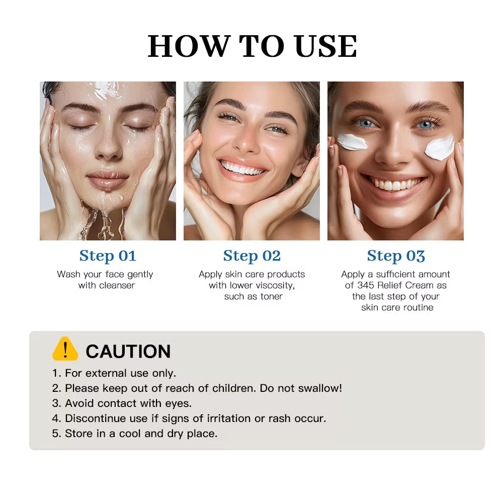 345 Relief Cream Moisturizing Blemishes Nourish the Skin and Provide Soothing Care Resulting in a Well-Rounded Skincare Solution