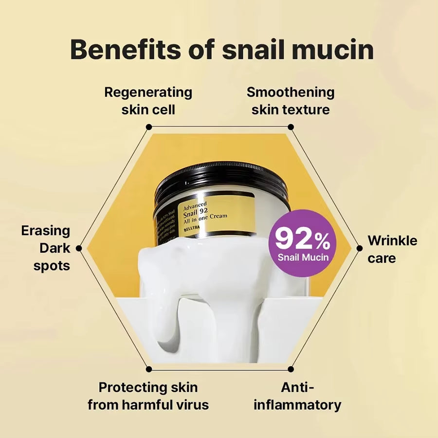 Advanced Snail Mucin 92% Snail Anti-Aging Repair Cream Skin Barrier Improvement Nourishing Cream Korean Skin Care Facial Cream