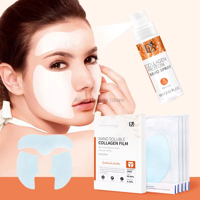 Nano Hydrolyzed Collagen Protein Film Mask Face Serum Spray Set Wrinkle Repair Soluble Face Filler Brightening Skin Care Product